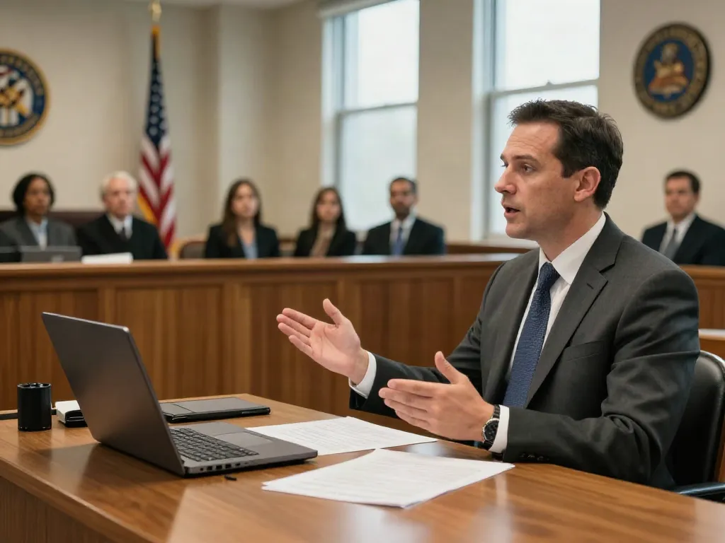 Cobb County DUI lawyers presenting a case in a courtroom, showcasing the legal defense process and courtroom dynamics.
