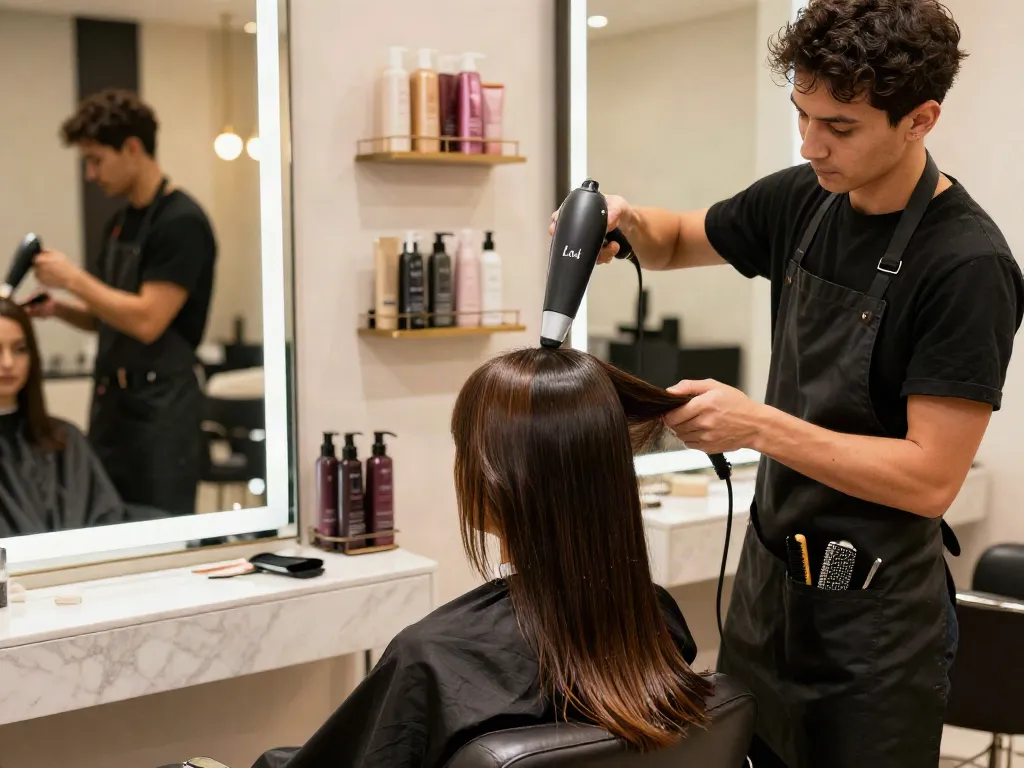 Laifen Haartrockner im Einsatz im Friseursalon für glänzendes Haar