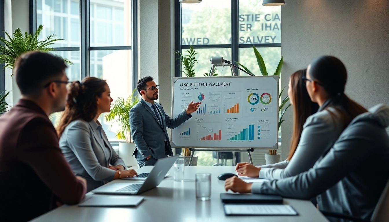 Headhunter IT team collaborating in a modern office space, showcasing recruitment efforts.